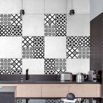 Crearreda Samolepicí dekorace Tile Cover Black & White Azulejos 31222 Kachlík, černo-bílé ornamenty Crearreda Samolepicí dekorace Tile Cover Black & White Azulejos 31222 Kachlík, černo-bílé ornamenty