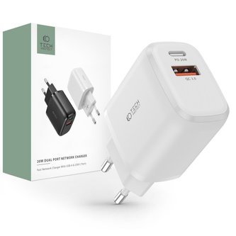 Nabíječka Tech-Protect C20W 2-Port PD20W/QC3.0 bílá