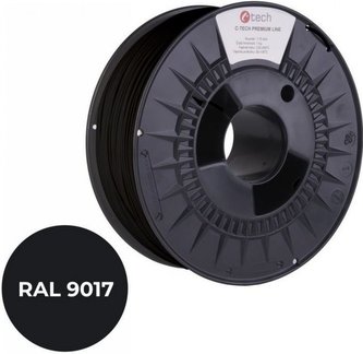 Tisková struna (filament) C-TECH PREMIUM LINE, PLA, dopravní černá, RAL9017, 1,75mm, 1kg