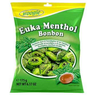 Woogie bylinkové bonbony Euka Menthol 175g Woogie bylinkové bonbony Euka Menthol 175g