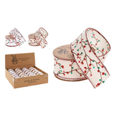 Stuha dekorační, šířka 38 mm, červeno-zelený vánoční potisk, 2 barvy