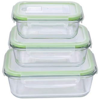 Dózy na potraviny skleněné s klip víčkem sada 3 ks