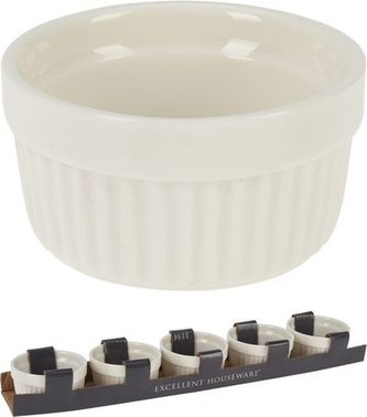 miska   ml, d  x  cm, 5ks, bílá.zapék., porcelán