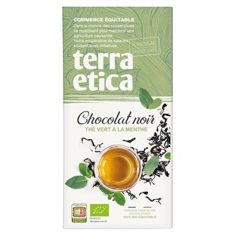Terra Etica Bio hořká čokoláda s mátovým zeleným čajem, 100 g