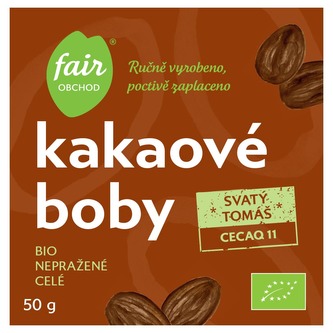 Fairobchod Bio nepražené kakaové boby Svatý Tomáš CECAQ 11, 50 g