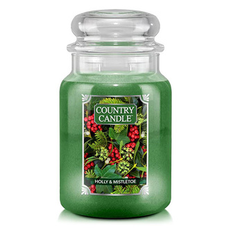 Svíčka ve skleněné dóze Country Candle, 24oz | Large Jar | Holly & Mistletoe