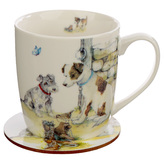 Set porcelánový hrnek s táckem Pejsci, design Jan Pashley