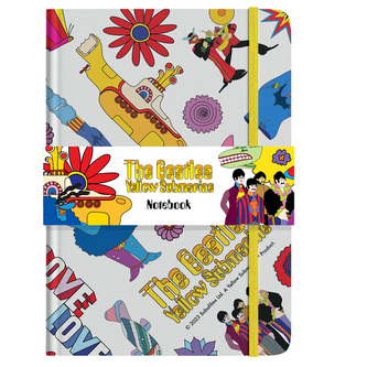 Linkovaný A5 zápisník z recyklovaného papíru - The Beatles Yellow Submarine-bílý