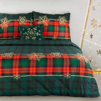 Vánoční povlečení NOEL V. mikrovlákno zelená/červená 1x 140x200 cm, 1x povlak 70x80 cm MyBestHome