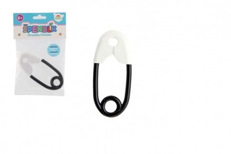 Chrastítko špendlík plast 12cm bíločerné 12x19cm  0+