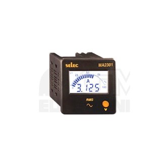 Panelový LCD měřící přístroj - třífázový s bargraphem pro měření AC proudu (True RMS) 50mA - 5A (6,2 A max). Napájení modulu: 240V AC (+-20%).