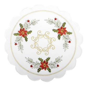 Vánoční dekorační ozdobný ubrousek MAGICAL XMAS vzor G, bílá, O 30 cm