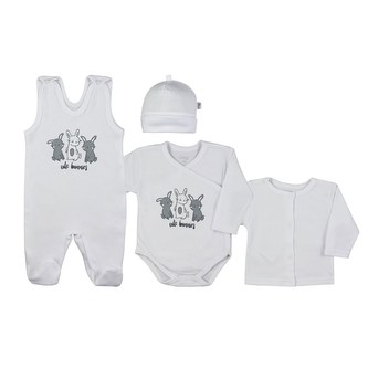 4-dílná kojenecká souprava Koala Rabbit white - velikost 62 (3-6m)