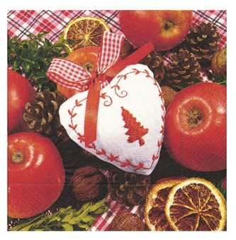 Ubrousky vánoční 25x25 cm, srdce