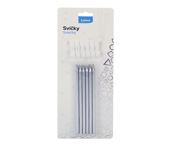 Svíčka  12ks, PARTY stříbrná LUMA