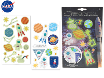 NASA - sada tetování 1list a tetování svítícího ve tmě 1list v papírové kartě NASA - sada tetování 1list a tetování svítícího ve tmě 1list v papírové kartě