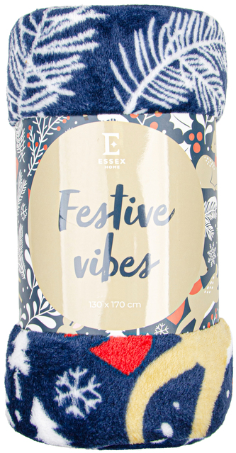 Deka z mikrovlákna FESTIVE VIBES modrá I. 130x170 cm Essex