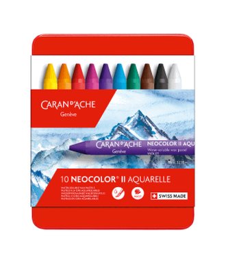 Akvarelové pastely "Neocolor II", 10 různých barev, CARAN D'ACHE 7500.310