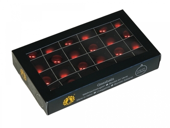 Skleněné baňky tmavě červené 2,5 cm, sada 24 ks