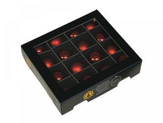 Skleněné baňky tmavě červené 3 cm, sada 16 ks