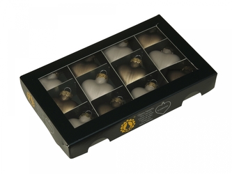 Skleněné baňky - srdíčka 4 cm eukalyptus, sada 12 ks