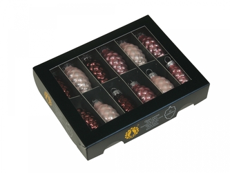 Skleněné baňky - šišky 6 cm divoký květ, sada 12 ks