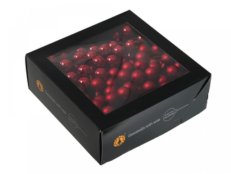 Skleněné baňky tmavě červené 2 cm, sada 144 ks