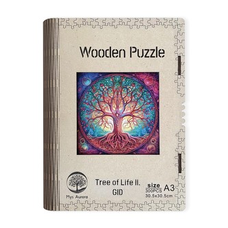 Dřevěné puzzle/Strom života II A3 svítící ve tmě