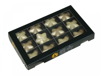 Skleněné baňky - hvězdičky 4 cm champagne, sada 12 ks