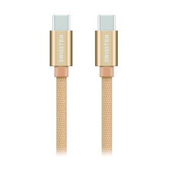 Swissten Datový Kabel Textile USB-C / USB-C 1,2 M Zlatý
