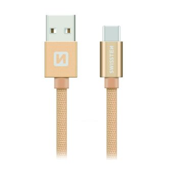 Swissten Datový Kabel Textile Usb / Usb-C 2,0 M Zlatý