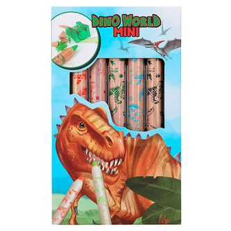 Sada pastelek a ořezávaátka Dino World Mini, 5 pastelek + 1 ořezávátko