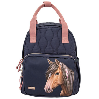 Batoh Miss Melody, Tmavě modrý, vínovo-zlaté detaily, hlava koně