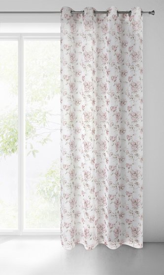 Dekorační vzorovaná záclona s kroužky AMBRA bílá/růžová 140x250 cm (cena za 1 kus) MyBestHome