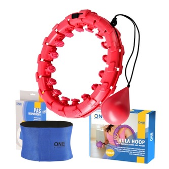 SET OHA01 + BR125 ČERVENÁ MASÁŽNÍ HULA HOOP OBRUČ SE ZÁVAŽÍM ONE FITNESS