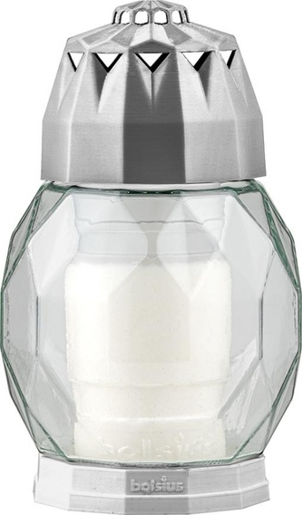 Hřbitovní sklo 18cm svíčka vklad  DIAMOND stříbrná