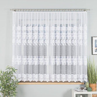 Dekorační krátká vzorovaná záclona na žabky OKSANA 160 bílá 400x160 cm MyBestHome