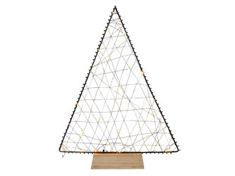 STROM 80LED 38CM ČERNÝ ČASOVAČ,DŘEV.PODSTAVEC,KOV