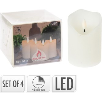LED svíčka sada 4 ks bílá