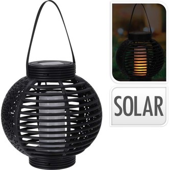 Solární lucerna černá ratan 20x20 cm
