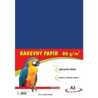 Barevný papír A3/100/80g-modrý tmavě