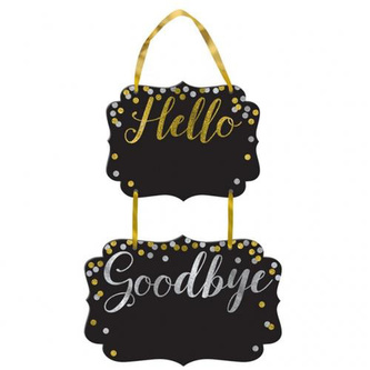 Tabule s nápisem Hello a Goodbye