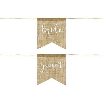 Dekorace na židli jutová Bride Groom 2 ks