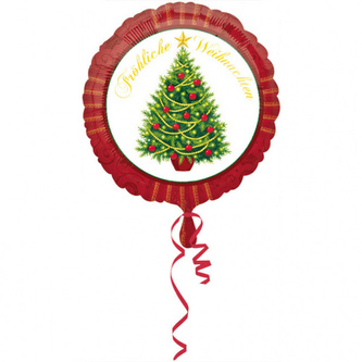 Foliový balonek vánoční stromek - nápis Frohliche Weihnachten 45 cm