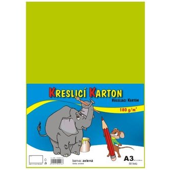 Kreslicí karton barevný A3/50/180g - zelený světle