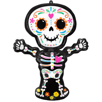 Foliový balonek halloween - Day of the dead holografický kostlivec 66 x 86 cm