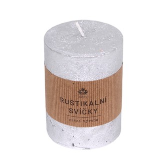 ARÔME Metalická Rustikální sloupová svíčka 60x80\nmm, stříbrná