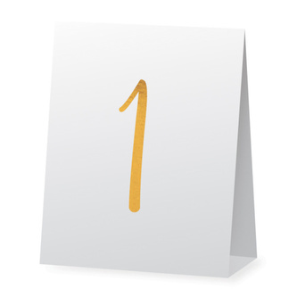 Bílé kartičky se zlatými čísly na stůl 8 ks