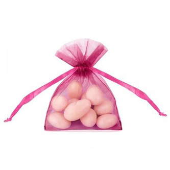 Organzové pytlíčky tmavě růžové 10 cm - 20 ks