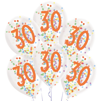 Latexové balonky Rainbow Confetti - číslo 30 - 6 ks